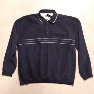 Knights Bridge Mens Polo Sweater 2X Navy Button Pullover Band Bottom New Vintage